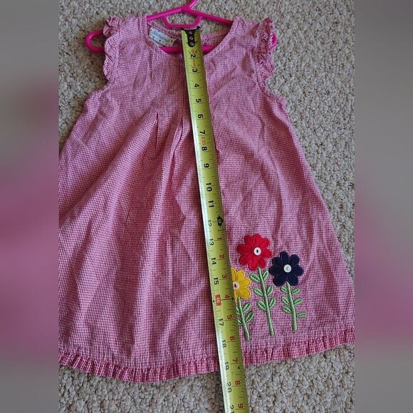 Samara red white gingham dress with floral Applique Dress size 4T - Picture 9 of 10